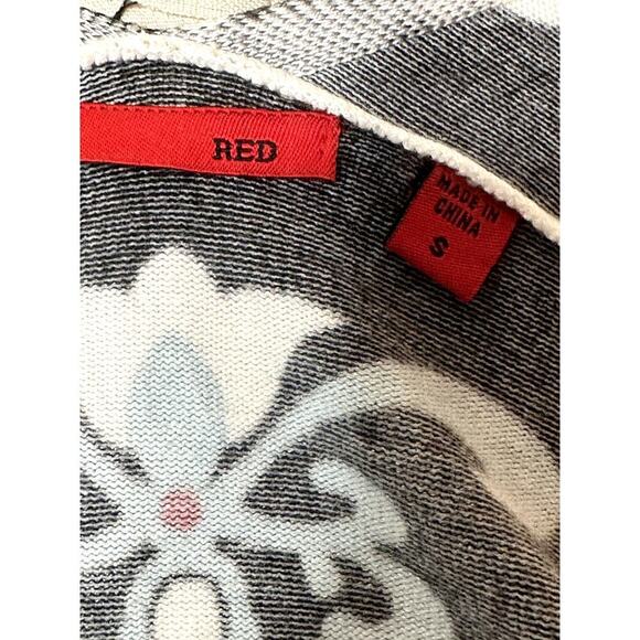 Red Multicolor Floral Paisley Print Asymmetrical Cardigan - S - Picture 4 of 6